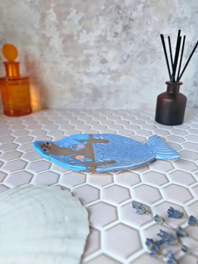 Birdie Mermaid Ceramic Soap Dish Trinket Dish