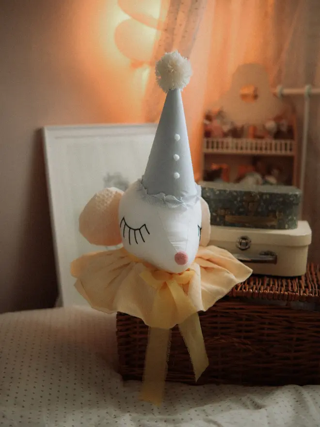 Circus Mouse Head Trophy, Mice Wall Mount, Nursery Plush Head