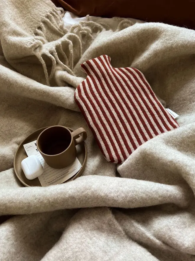 Red Striped Hot Water Bottle