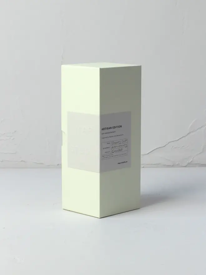 small aromatherapy soy candles (set of 3). plastic free packaging box.