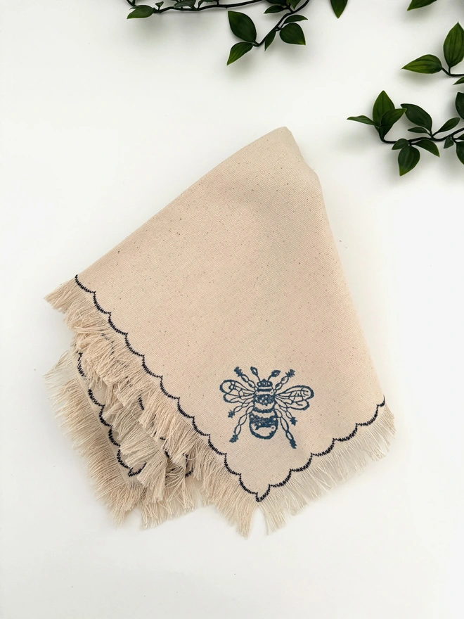 Bee Block Printed Cloth Napkins (Set of 2)
