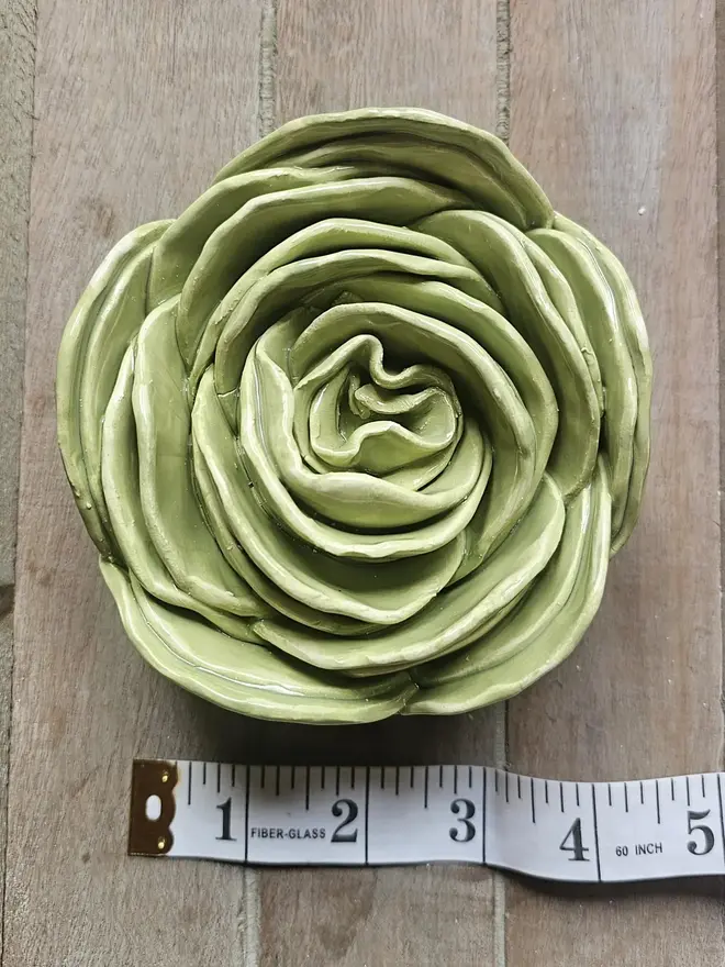 willow sage olive green ceramic peony rose flower for wall art decor pottery gift for ceramic lovers 