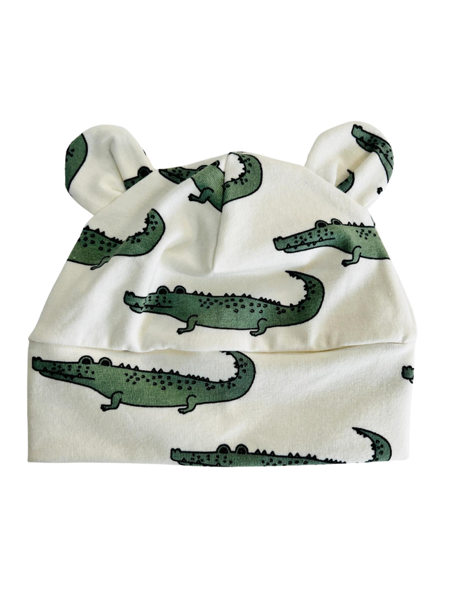 Cream 'Enormous Crocodile' Organic Cotton Baby Hat