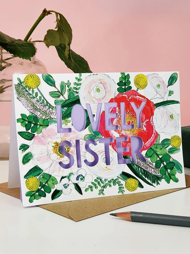 Lovely sister paper cut card