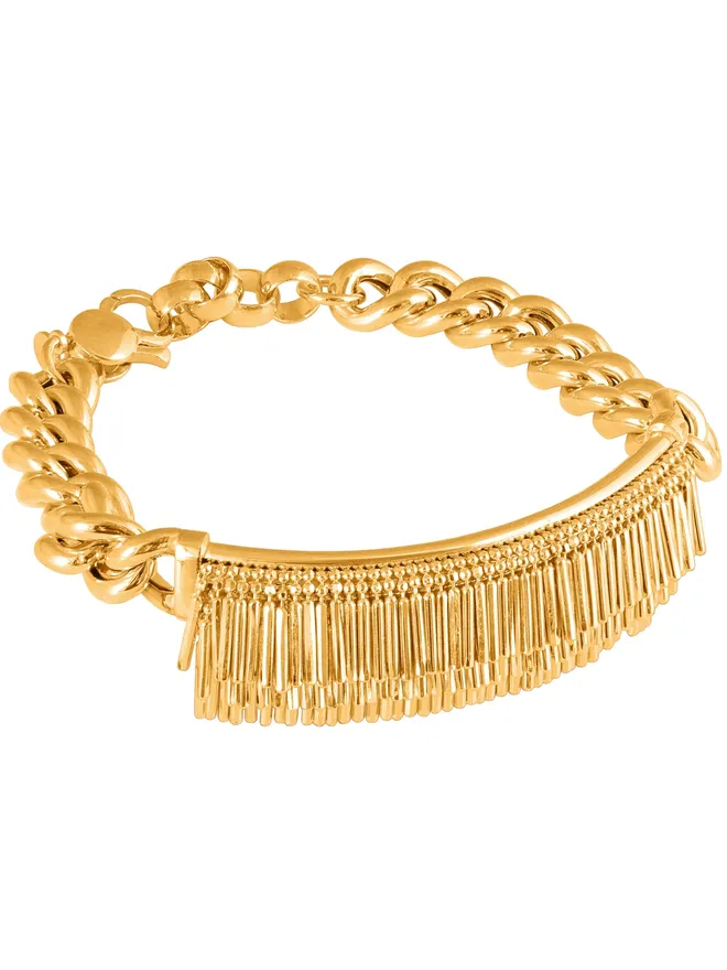 Loel Gold tassel and chain bracelet