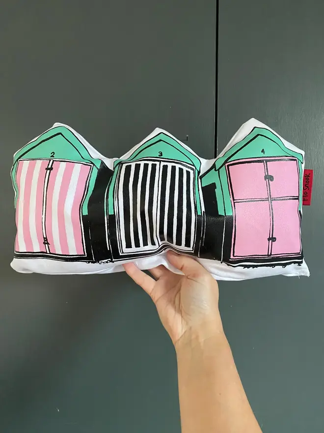 Hove Beach Huts Handmade Cushion 