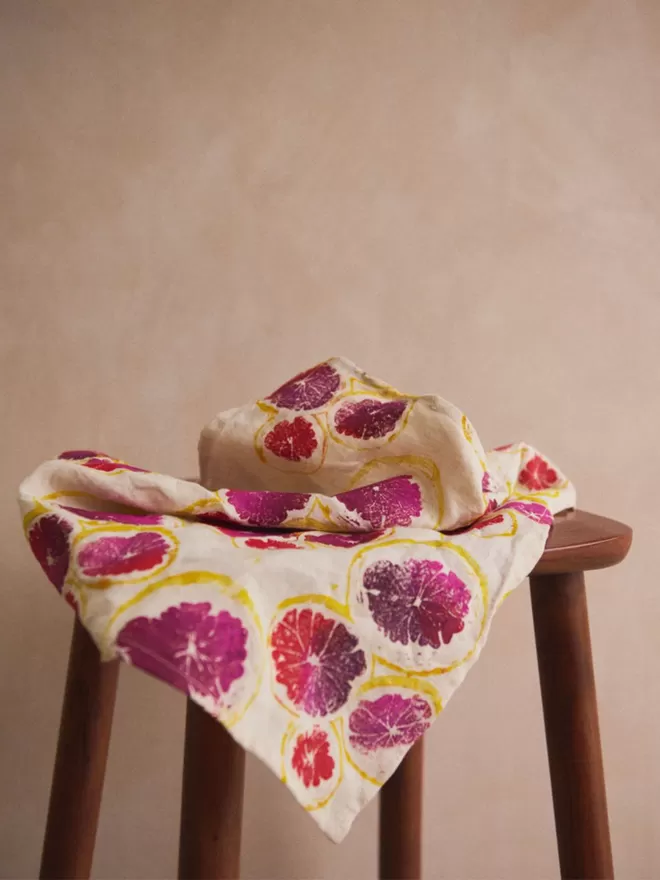 Handmade printed Grapefruit Napkins