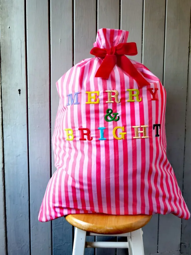 Merry & Bright Christmas sack 
