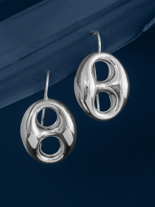 Loel Silver Anchor Mariner Drop Earrings
