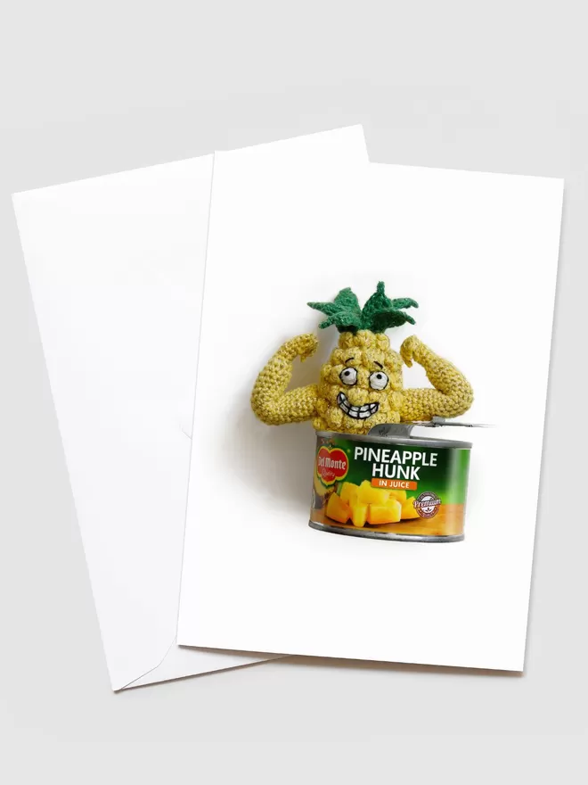 Kate Jenkins Pineapple Hunk Card seen with its white envelope behind.