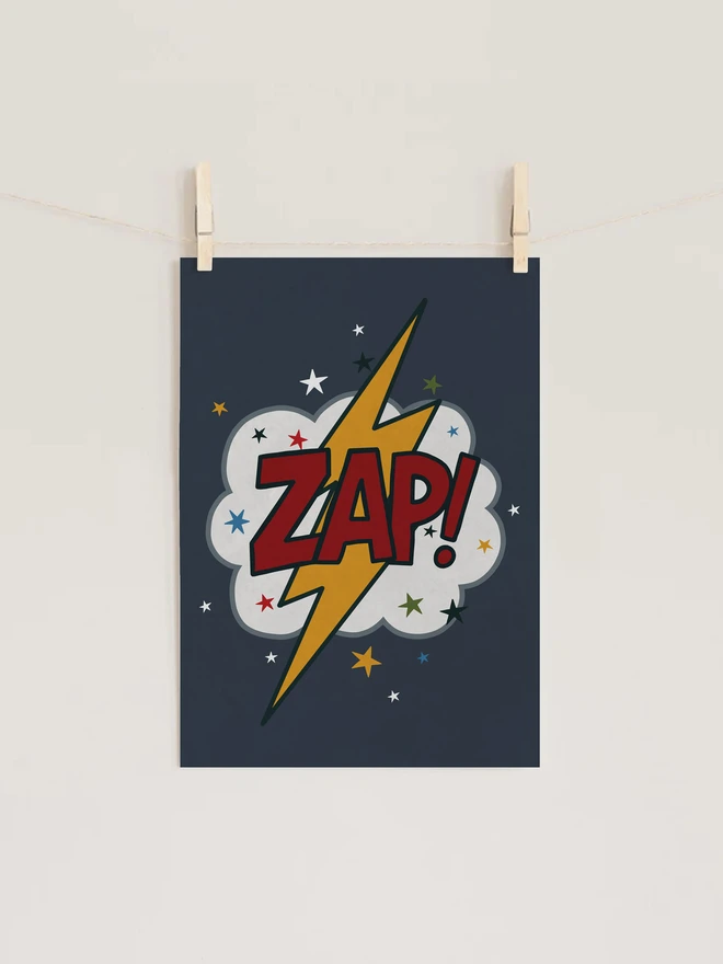 Ducks In A Row ZAP! Retro Comic Kids Nursery Wall Art Print