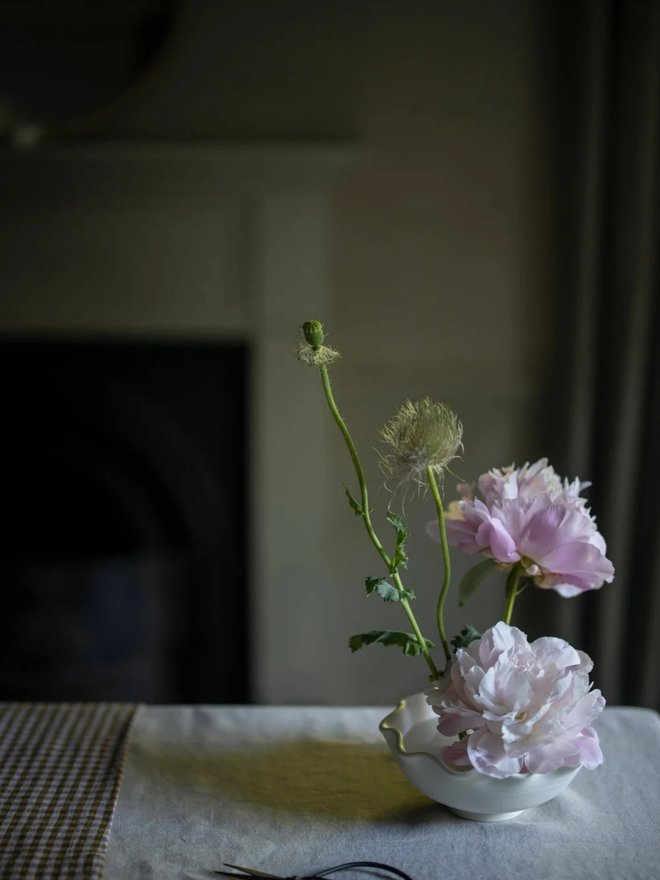 porcelain flower frog bowl