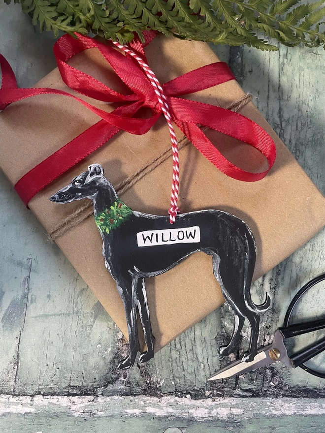 Greyhound christmas hot sale ornament