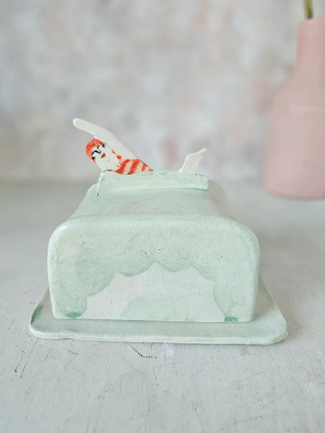 Sylvia swimmer handmade ceramic butter dish