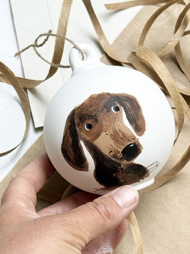 hand painted pet portrait bauble