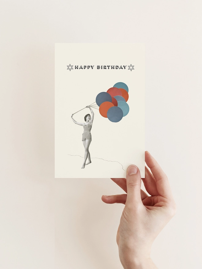 retro female portrait with balloons