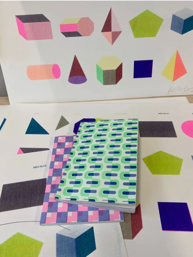 A6 Pocket notebooks plain with risograph printed covers