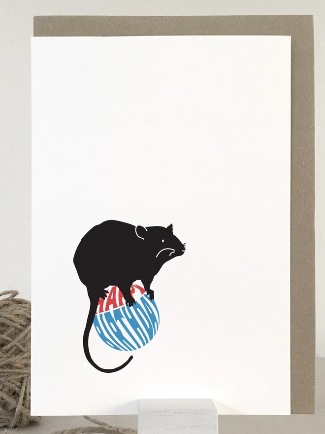 Rat Silhouette Birthday Card