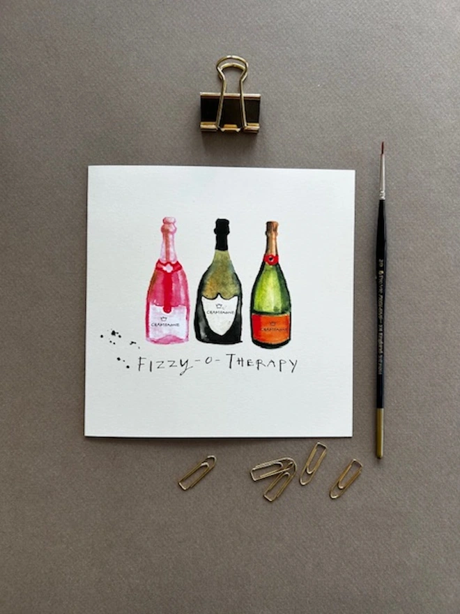  'Fizzy O Therapy Bottles' ' Greetings Card