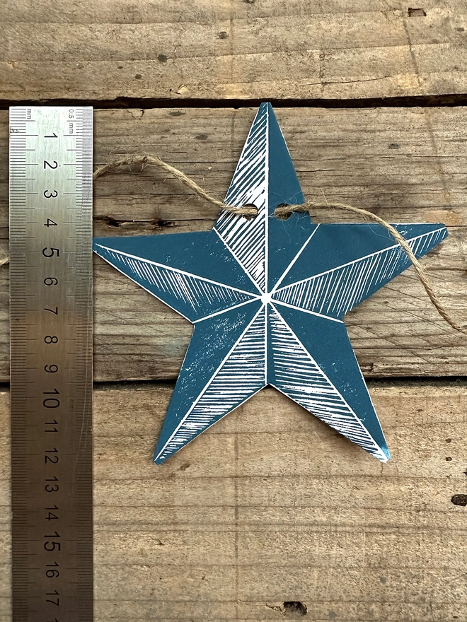 Traditional Scandi Stars Hand Printed Linocut Garland