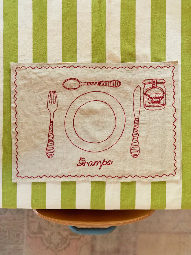 Personalised Embroidered place setting