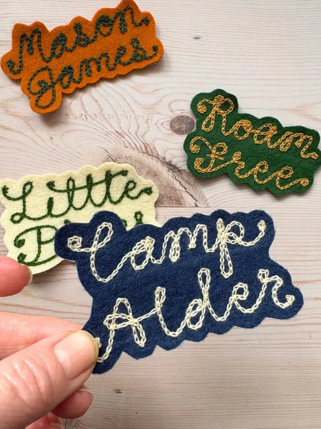 Custom chain stitch patches in various colours 