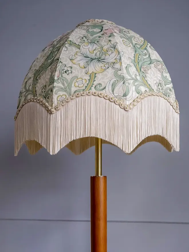 William Morris Golden Lily Fringed Lampshade - Linen/ Blush 