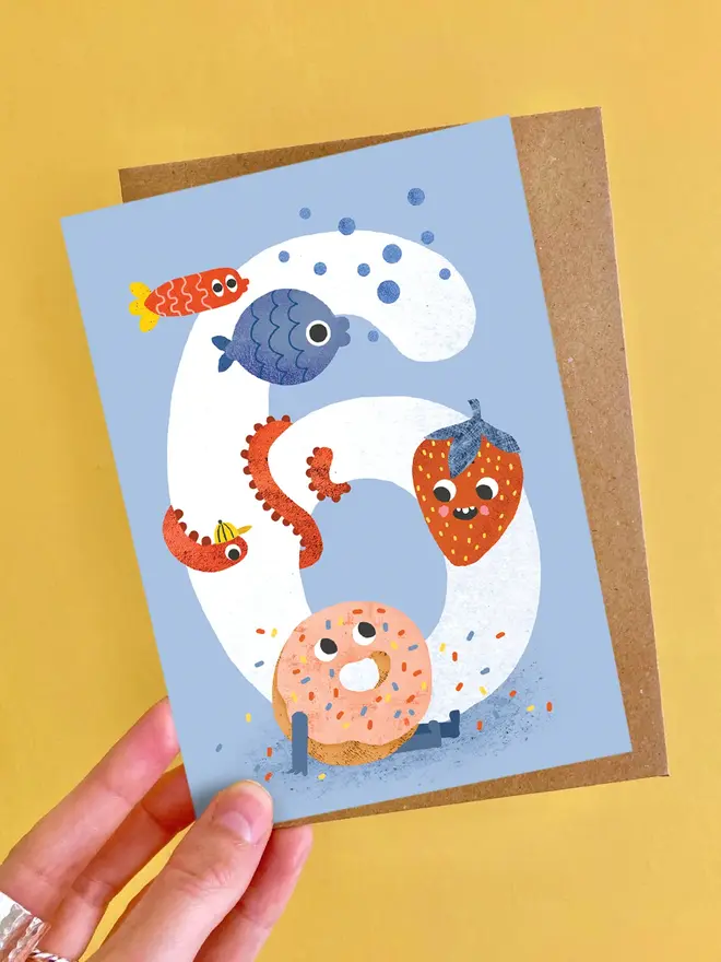 crazy critters 6th birthday card