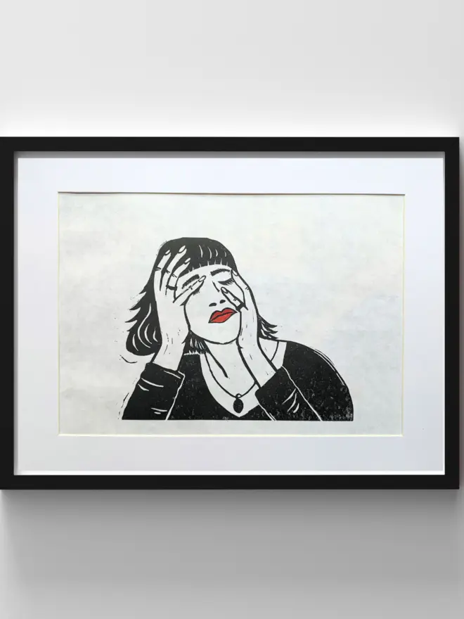 woman linocut print susan bradley