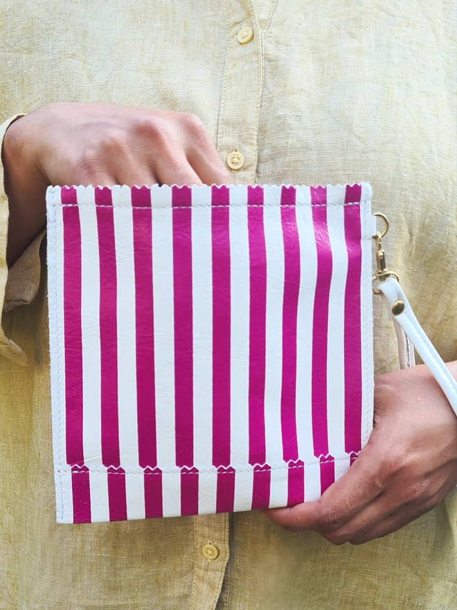 pink striped candy bag by Natthakur