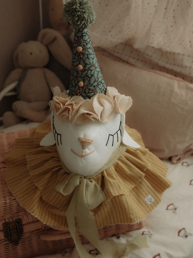 Sheep Head Decor, Animal Wall Mount, Circus hanging Sheep trophy, Nursery farmhouse Art