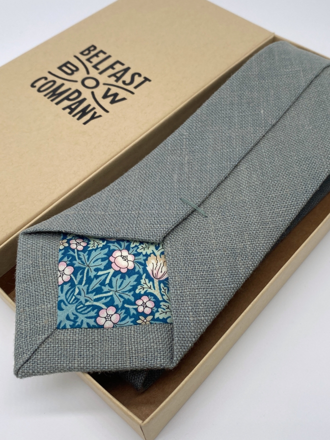 Deep Sage Irish Linen Tie handmade by the Belfast Bow Company