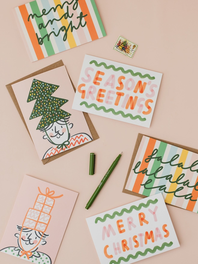 Season's greetings card with other Letterbox Lane christmas cards 