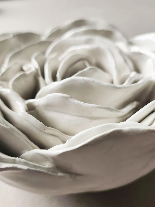 white handmade ceramic rose