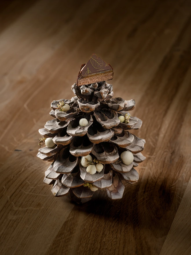 Square apple pie chocolate  displayed with Christmas theme