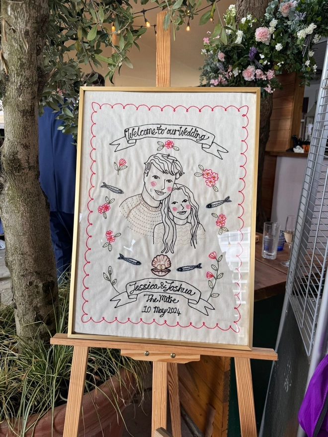 Embroidered Wedding Portrait Banner