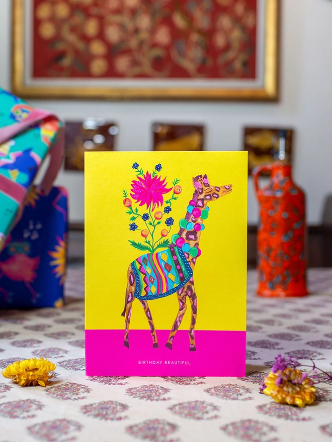 giraffe birthday card 