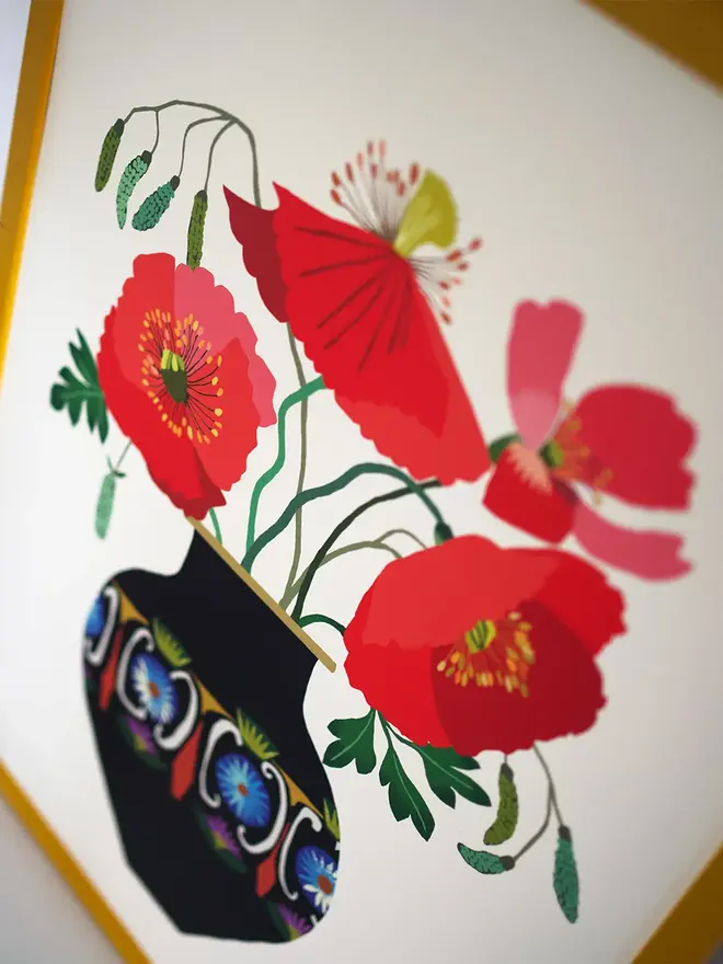 poppies in vase print