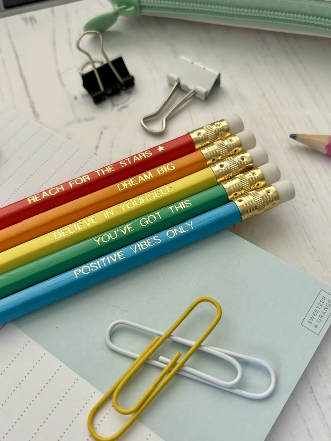 Positive Pencils Motivational Mental Health Gift (Set of 5)