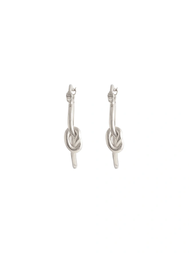 Loel Silver Love Knot Hoop Earrings