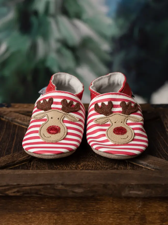 Rudolf red stripe baby shoes