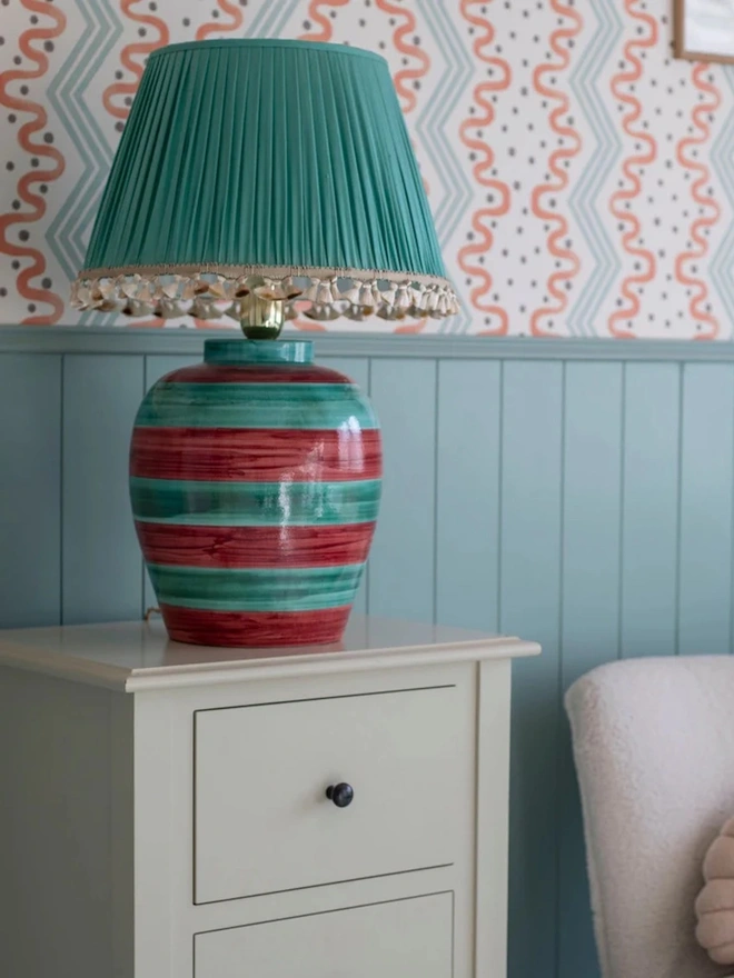 Gathered Silk Shade Lampshade With Tassels