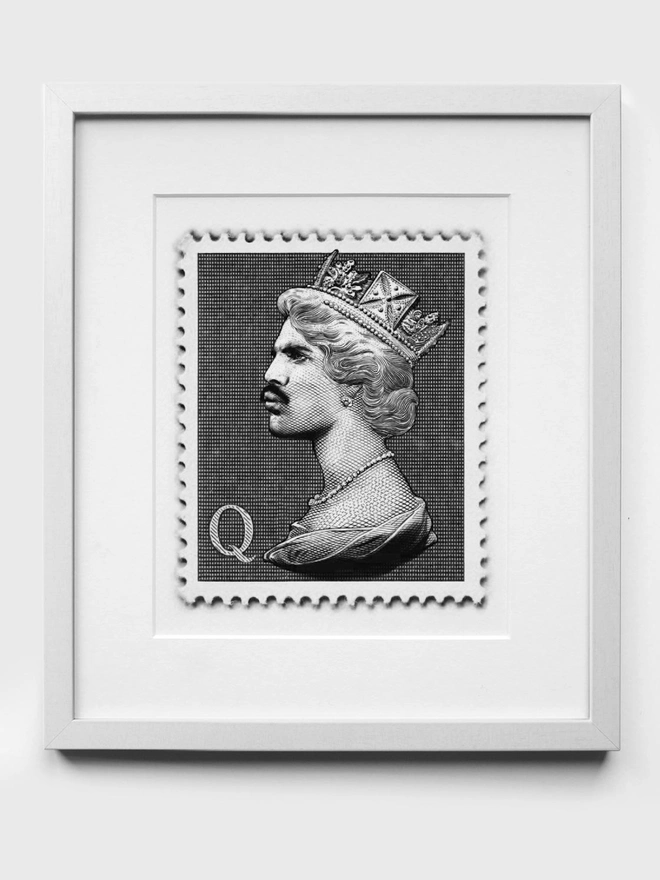 Freddie Stamp Monochrome  - White Frame