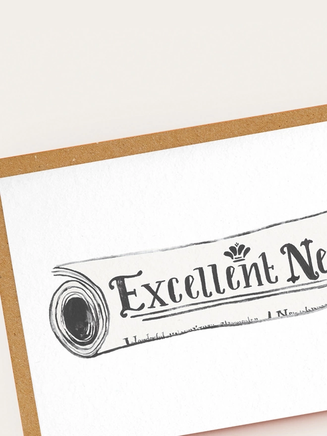 Excellent news card close up image