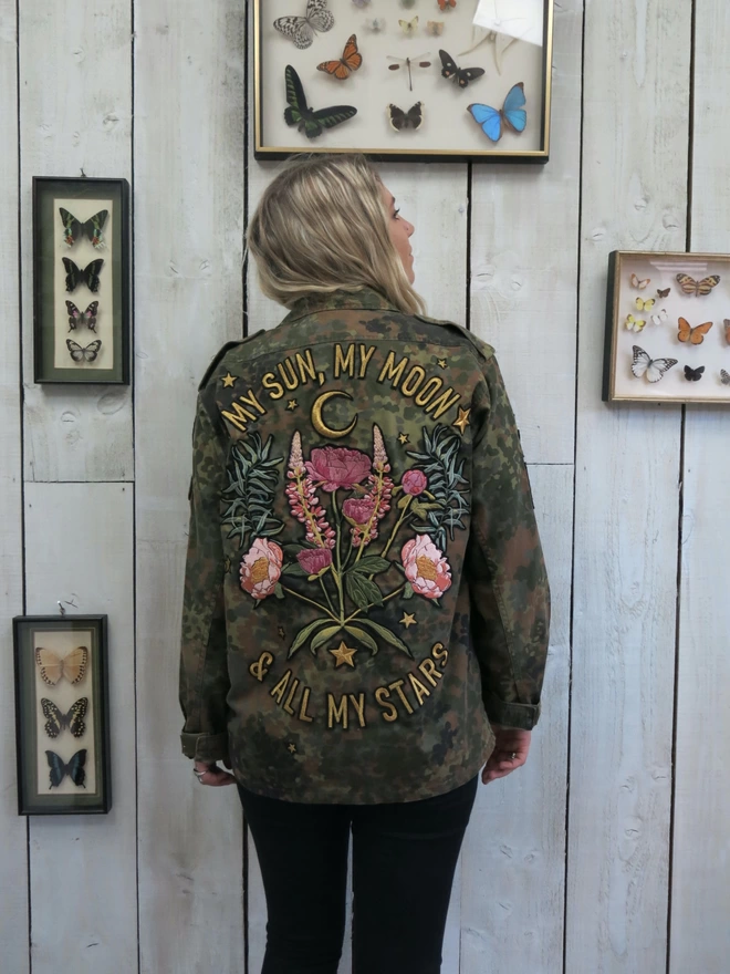 Boho Camo Army Jacket with embroidery