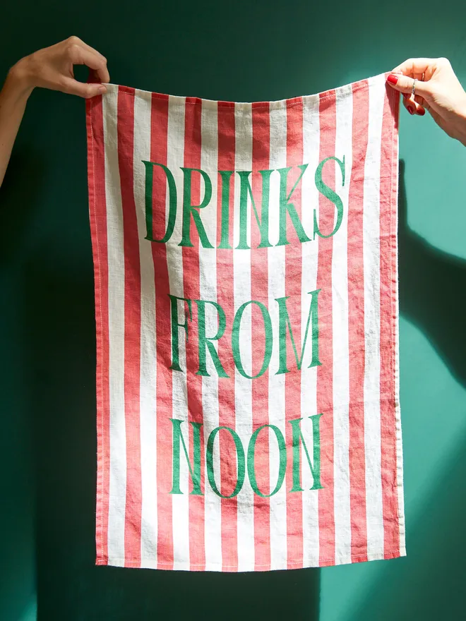 Drinks from noon linen tea towel