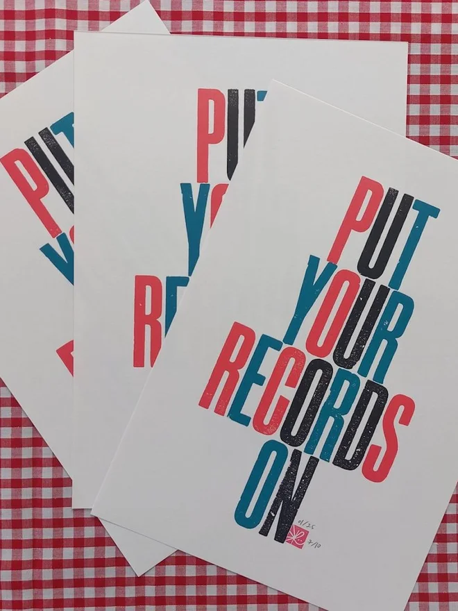 'Put Your Records On' Letterpress Print