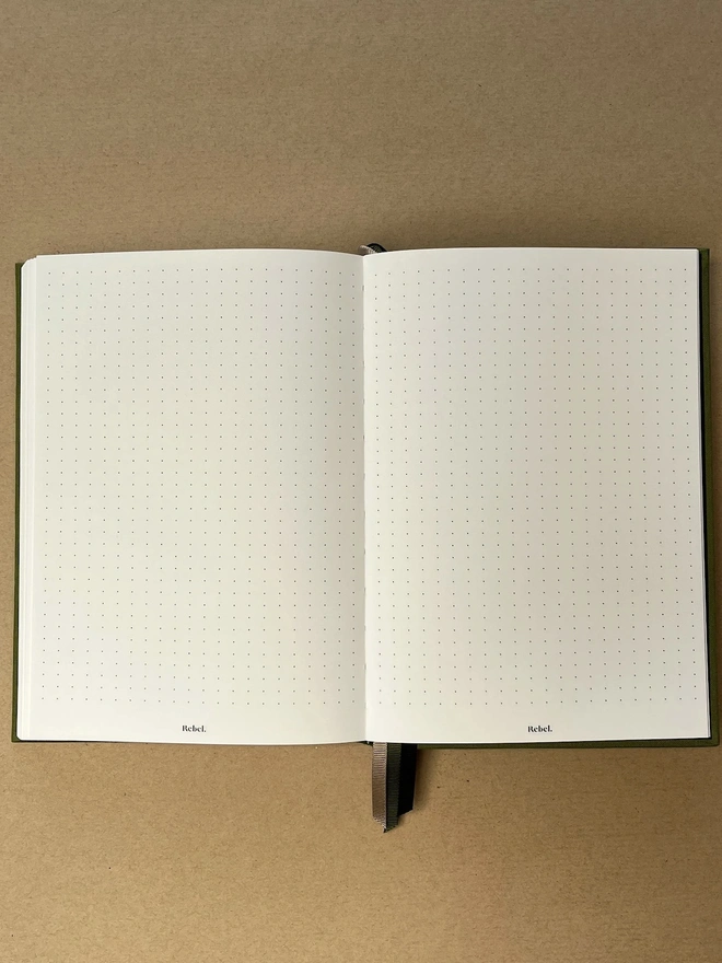 Moss Green A5 Signature Notebook - Dotted Spread