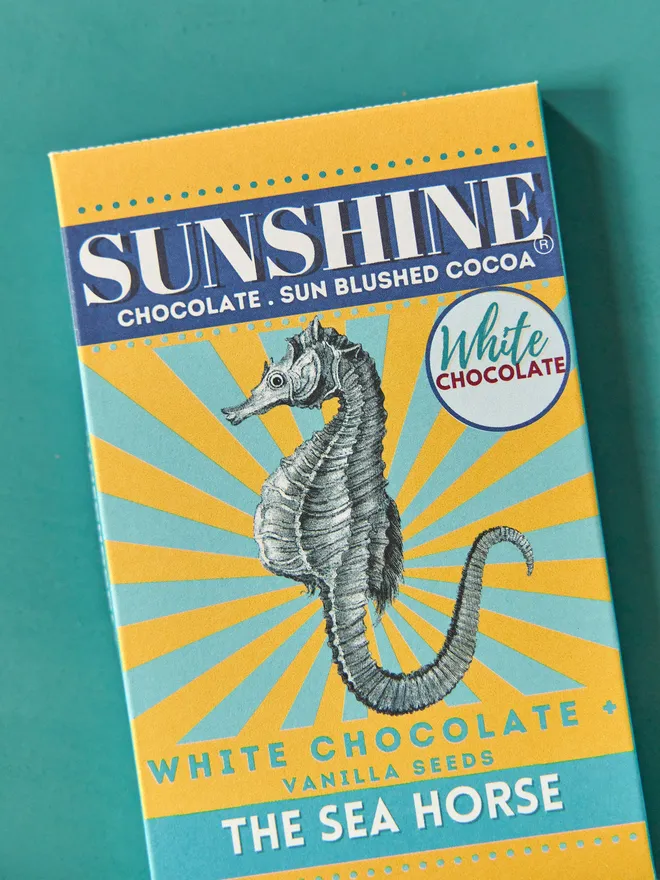 chocolate bar with seahorse design