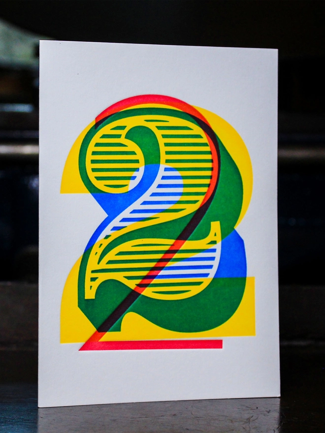 2nd Birthday / 2nd Anniversary Typographic Letterpress Card